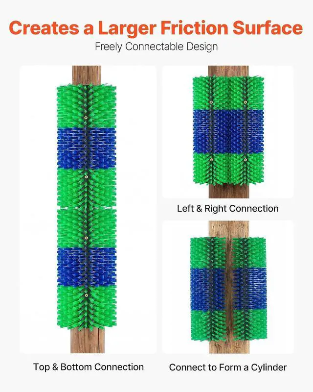 Alt view image 5 of 7 - Livestock Scratching Brush, 1PC Goat Scratcher Brush Post with 4 Screws, 16.9" x 7.5" Cow Scratcher for Back Itch Relief, Massage Grooming Scratch Tool for Horse Cattle Sheep Pig, Green & Blue