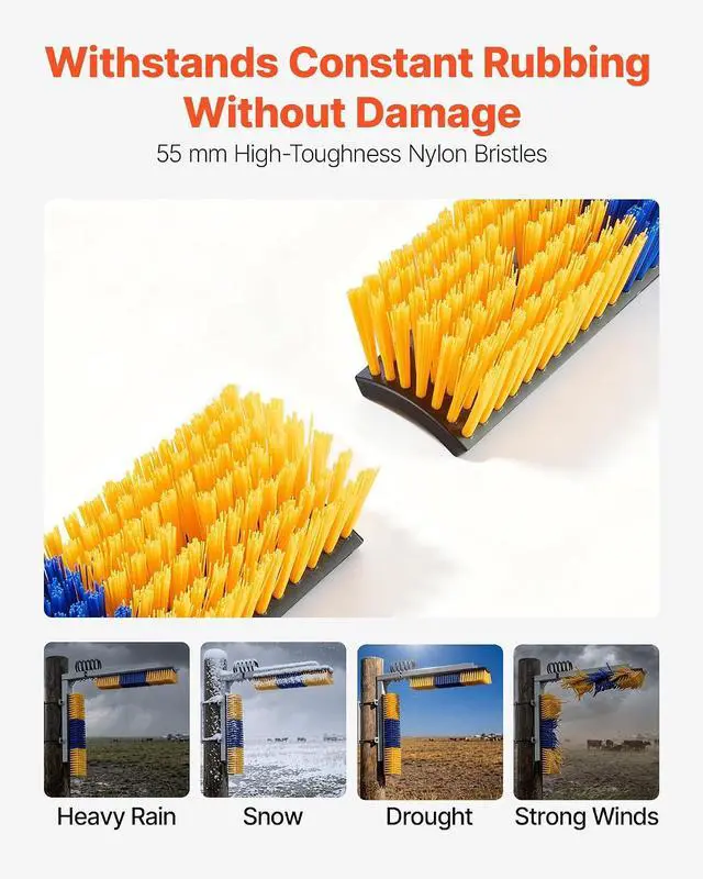 Alt view image 3 of 7 - Livestock Scratching Brush, 4PCS Goat Scratcher Brush Post with 16 Screws, 16.9"x3.9" Cow Scratcher for Back Itch Relief, Massage Grooming Scratch Tool for Horse Cattle Sheep Pig, Yellow & Blue