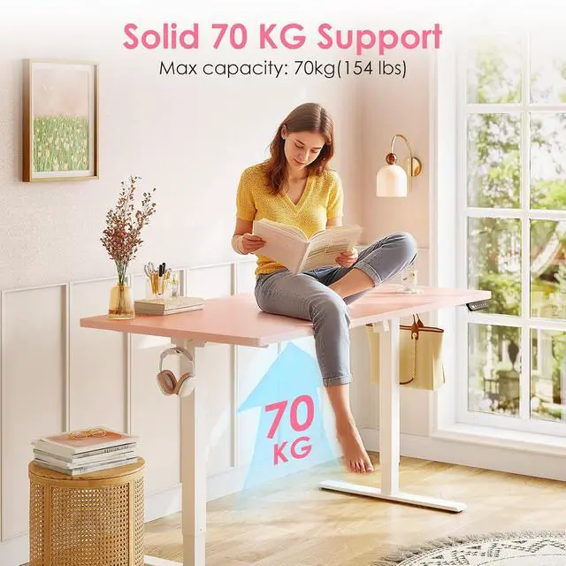 Alt view image 5 of 7 - Electric Height Adjustable Standing Desk, 48 Inch Pink Computer Desk for Women Girls, Sit Stand Table for Home, Office, Bedroom
