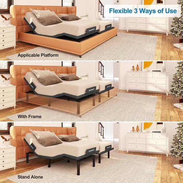 Alt view image 3 of 6 - S6 Adjustable Bed Frame Base Split King, Quick Assembly, Massage, Zero Clearance, Whisper Quiet Durable Motor, Zero Gravity, Mattress Holder, Anti-Snore, Wireless.