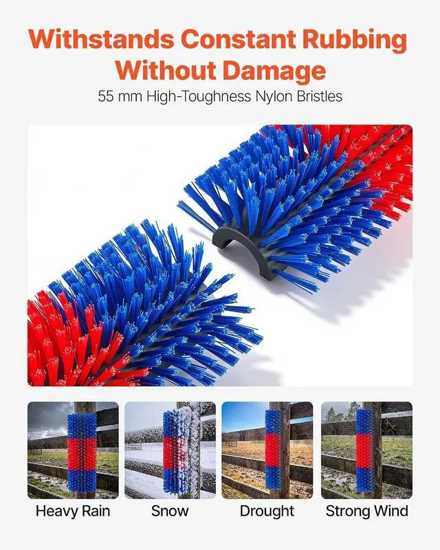 Alt view image 3 of 7 - Livestock Scratching Brush, 3PCS Goat Scratcher Brush Post with 12 Screws, 16.9" x 7.5" Cow Scratcher for Back Itch Relief, Massage Grooming Scratch Tool for Horse Cattle Sheep Pig, Blue & Red