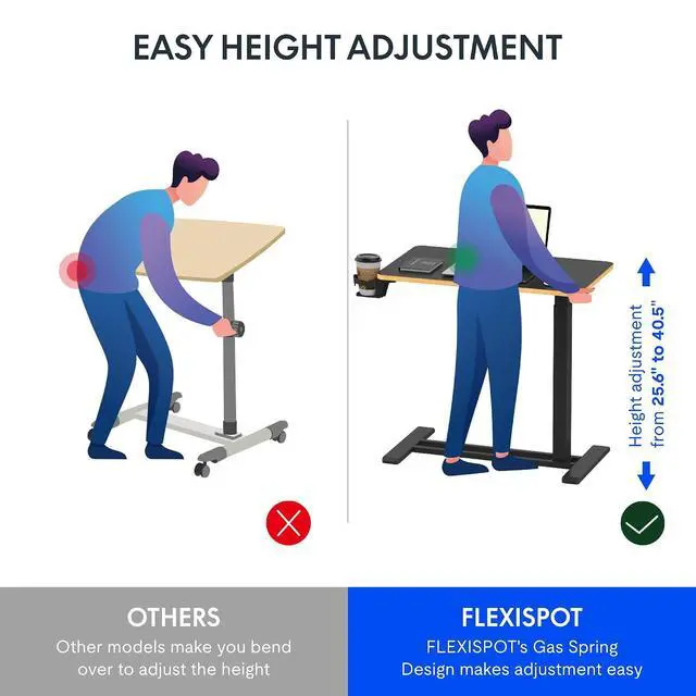 Alt view image 2 of 7 - H7 Adjustable Overbed Bedside Table with Wheels Pneumatic Mobile Standing Desk Laptop Desk Rolling Computer Cart Movable Overbed Tables Hospital Home Use(27.6" W x 15.7" D, Black Maple)