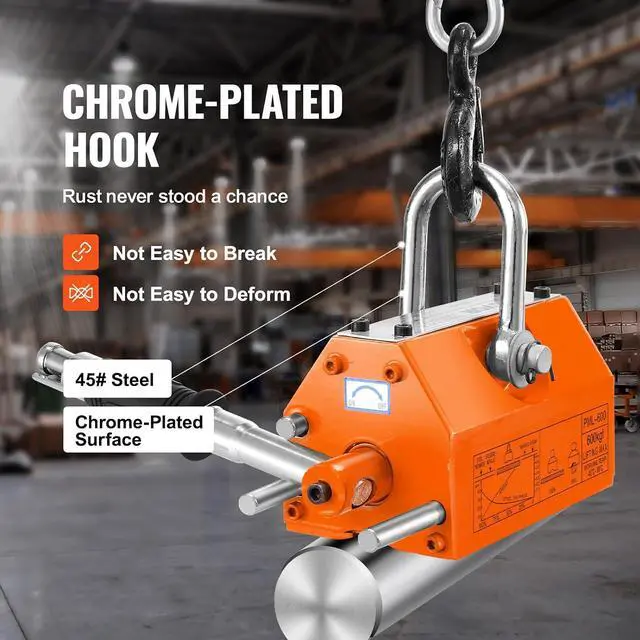 Alt view image 4 of 7 - Magnetic Lifter, 600kg Pulling Capacity, 2.5 Safety Factor, Steel and Neodymium, Lifting Magnet with Release, Permanent Lift Magnets, Heavy Duty Magnet for Hoist, Block, Shop Crane