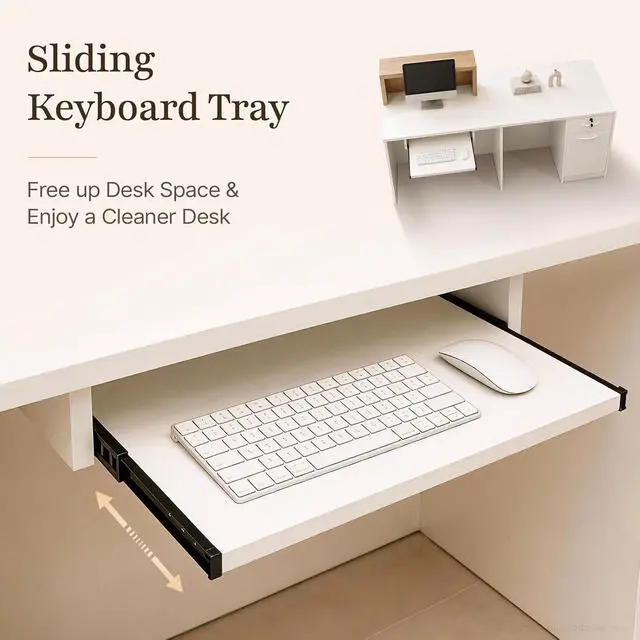 Alt view image 7 of 7 - 79" Two Person Reception Desk with LED Lights & Keyboard Tray, Front Desk Reception Counter with Lockable Drawer, Enclosed Cabinet & Cable Grommet for Office, Salon, Clinic (Left)