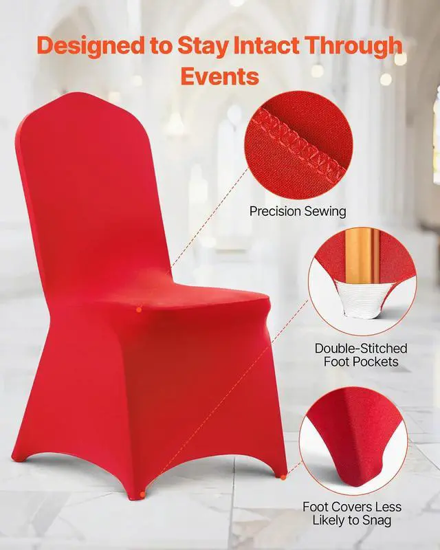Alt view image 6 of 7 - Chair Covers, Polyester Spandex Chair Cover, Stretch Slipcovers for Wedding Party Dining Banquet Flat-Front Chair Covers (Red-a, 50PCS)