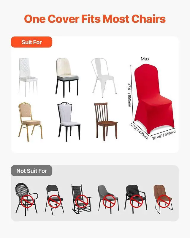 Alt view image 4 of 7 - Chair Covers, Polyester Spandex Chair Cover, Stretch Slipcovers for Wedding Party Dining Banquet Flat-Front Chair Covers (Red-a, 50PCS)