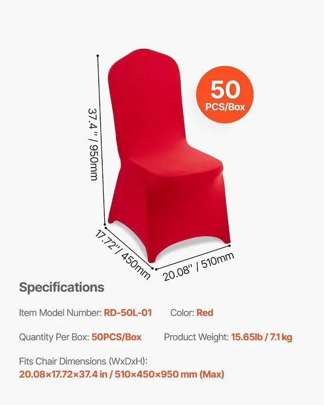 Alt view image 7 of 7 - Chair Covers, Polyester Spandex Chair Cover, Stretch Slipcovers for Wedding Party Dining Banquet Flat-Front Chair Covers (Red-a, 50PCS)