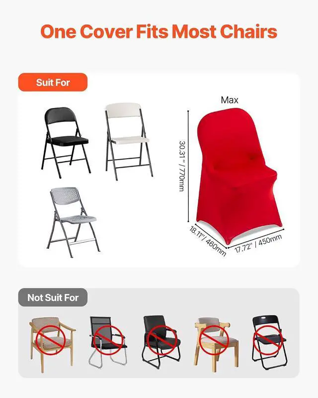 Alt view image 4 of 7 - Chair Covers, Polyester Spandex Chair Cover, Stretch Slipcovers for Wedding Party Dining Banquet Flat-Front Chair Covers (Red-c, 50PCS)