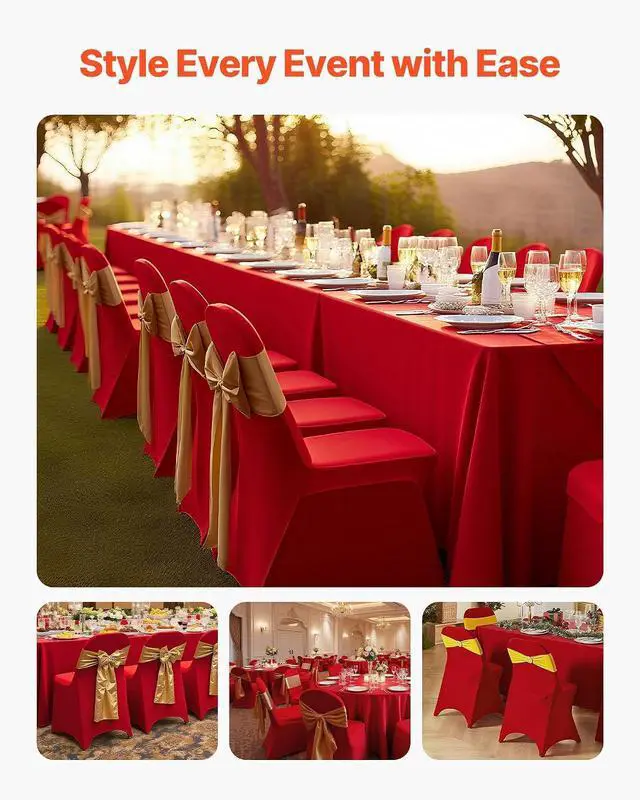 Alt view image 2 of 7 - Chair Covers, Polyester Spandex Chair Cover, Stretch Slipcovers for Wedding Party Dining Banquet Flat-Front Chair Covers (Red-c, 50PCS)