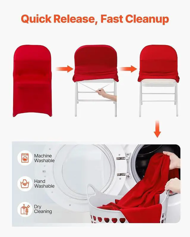 Alt view image 5 of 7 - Chair Covers, Polyester Spandex Chair Cover, Stretch Slipcovers for Wedding Party Dining Banquet Flat-Front Chair Covers (Red-c, 50PCS)