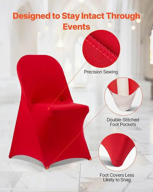 Alt view image 6 of 7 - Chair Covers, Polyester Spandex Chair Cover, Stretch Slipcovers for Wedding Party Dining Banquet Flat-Front Chair Covers (Red-c, 50PCS)