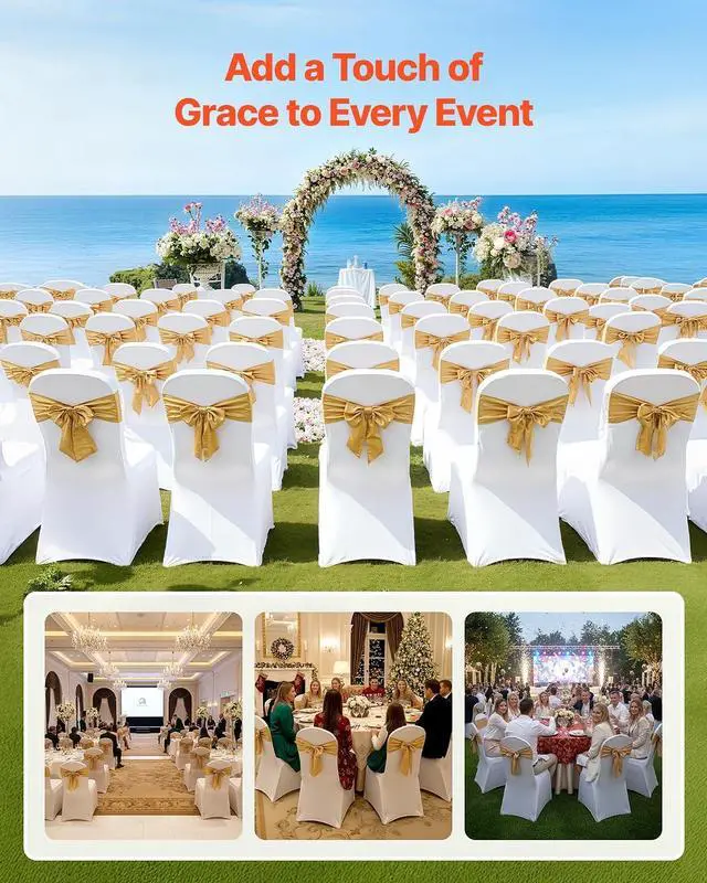 Alt view image 2 of 7 - Chair Covers, Polyester Spandex Chair Cover, Stretchy Flat-Front Chairs Protective Slipcover, Universal Fitted for Dining Party Wedding Banque (105PCS, White)