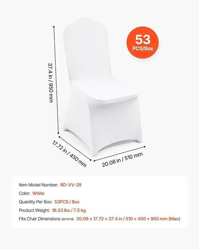Alt view image 7 of 7 - Chair Covers, Polyester Spandex Chair Cover, Stretch Slipcovers for Wedding Party Dining Banquet Flat-Front Chair Covers (White-a, 53PCS)