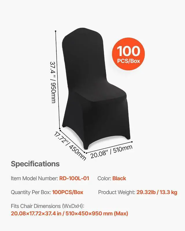 Alt view image 7 of 7 - Chair Covers, Polyester Spandex Chair Cover, Stretch Slipcovers for Wedding Party Dining Banquet Flat-Front Chair Covers (Black-a, 100PCS)
