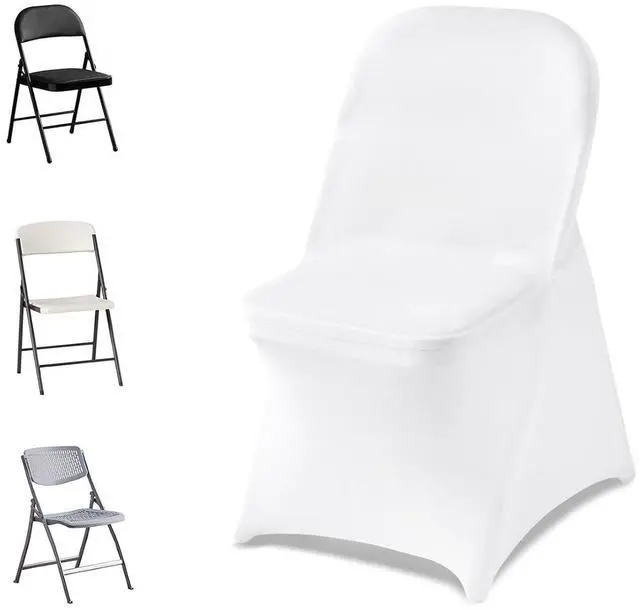 Main image of Chair Covers, Polyester Spandex Chair Cover, Stretch Slipcovers for Wedding Party Dining Banquet Flat-Front Chair Covers (White-c, 32PCS)