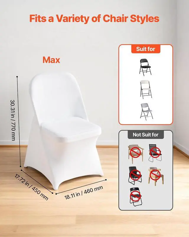 Alt view image 3 of 7 - Chair Covers, Polyester Spandex Chair Cover, Stretch Slipcovers for Wedding Party Dining Banquet Flat-Front Chair Covers (White-c, 32PCS)