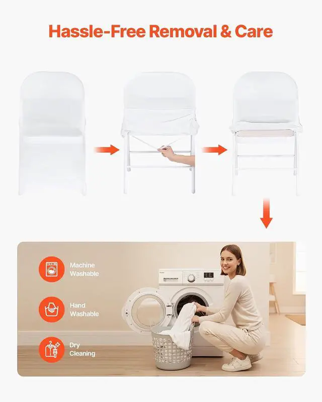 Alt view image 6 of 7 - Chair Covers, Polyester Spandex Chair Cover, Stretch Slipcovers for Wedding Party Dining Banquet Flat-Front Chair Covers (White-c, 32PCS)