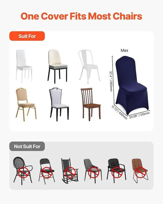 Alt view image 4 of 7 - Chair Covers, Polyester Spandex Chair Cover, Stretch Slipcovers for Wedding Party Dining Banquet Flat-Front Chair Covers (Navy Blue-a, 50PCS)
