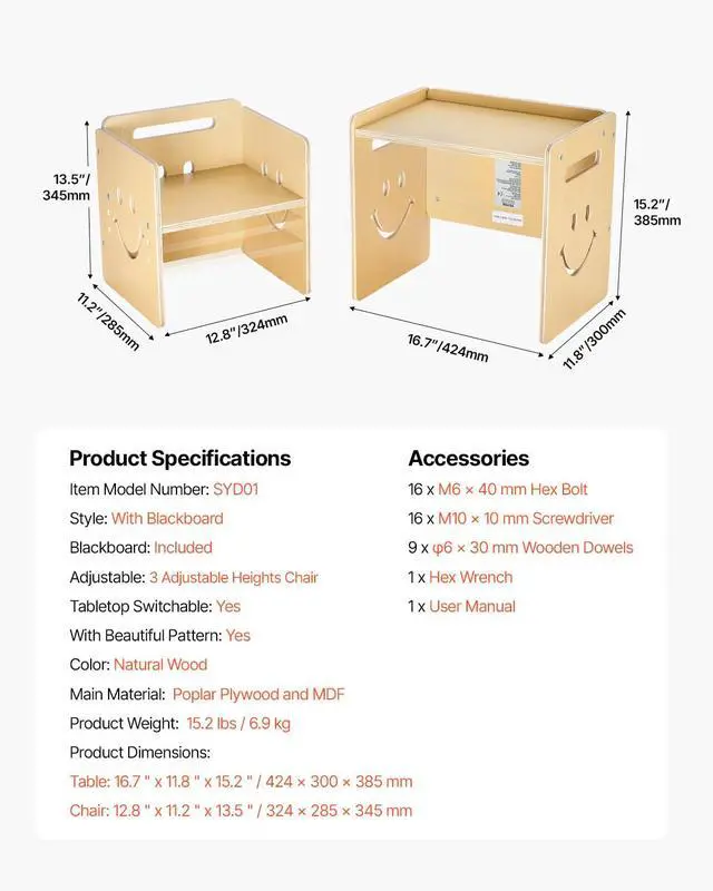 Alt view image 7 of 7 - Montessori Weaning Table and Chair Set, 3 in 1 Wooden Toddler Table and Chairs with Chalkboard, Adjustable Height Montessori Table for Ages 1-5, Ideal for Drawing, Reading, Eating - Natural