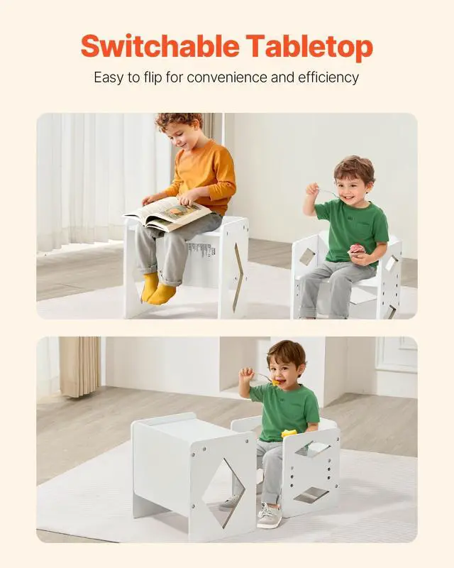 Alt view image 3 of 7 - Montessori Weaning Table and Chair Set, Wooden Toddler Table and Chair Set for Aged 1-5, Adjustable Height Kids Montessori Chair and Activity Table, Ideal for Reading, Eating, Playing - White
