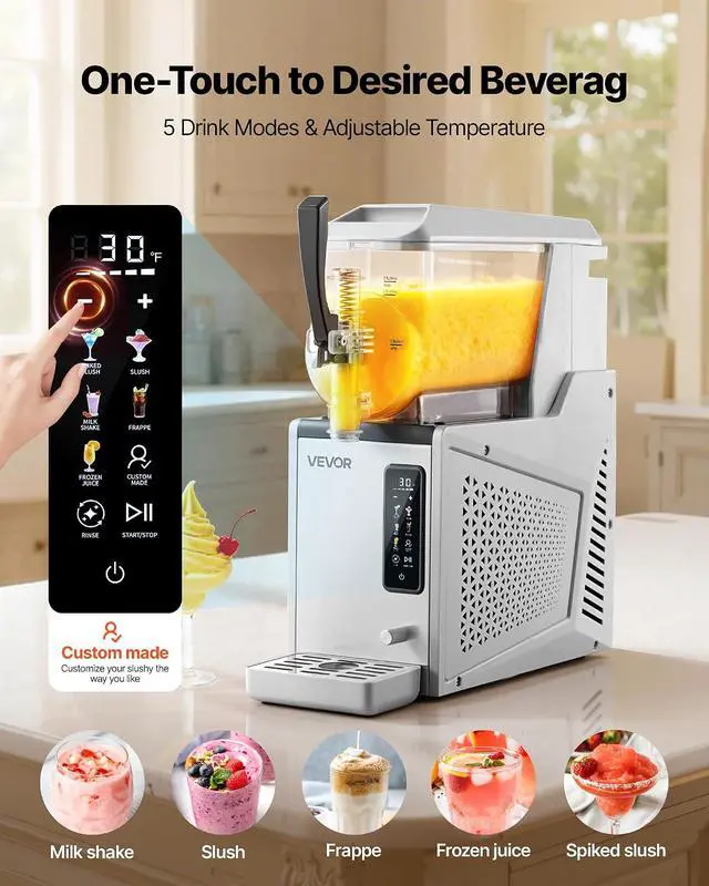 Alt view image 2 of 7 - Slushie Machine, 3L/100oz No Ice Needed Slushy Machine for Home, Frozen Drink Maker with Single Tank, Margarita Machine with Self-Cleaning, for Frozen Margaritas, Frappés, Milkshake & More