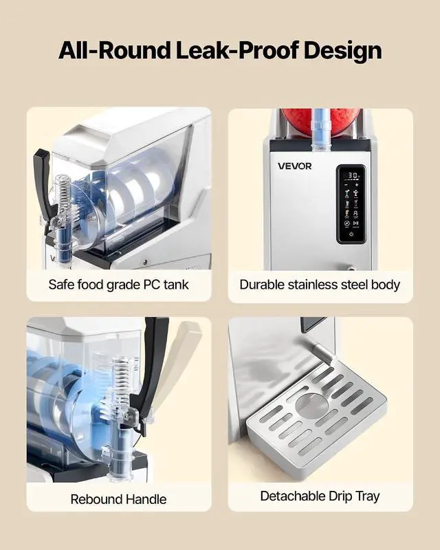 Alt view image 6 of 7 - Slushie Machine, 3L/100oz No Ice Needed Slushy Machine for Home, Frozen Drink Maker with Single Tank, Margarita Machine with Self-Cleaning, for Frozen Margaritas, Frappés, Milkshake & More
