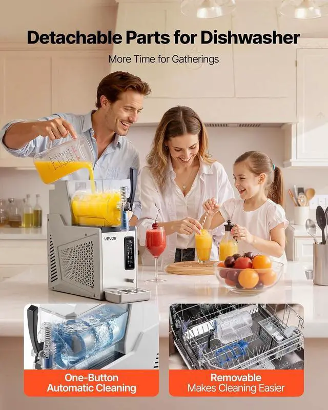 Alt view image 5 of 7 - Slushie Machine, 3L/100oz No Ice Needed Slushy Machine for Home, Frozen Drink Maker with Single Tank, Margarita Machine with Self-Cleaning, for Frozen Margaritas, Frappés, Milkshake & More