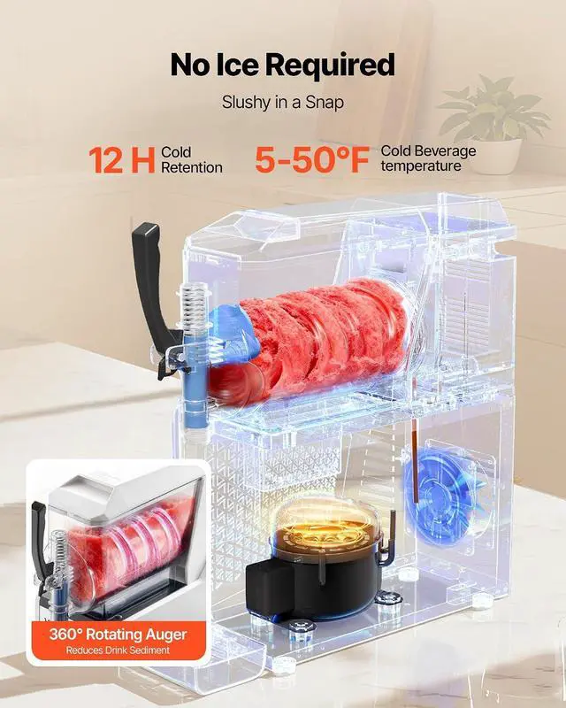 Alt view image 3 of 7 - Slushie Machine, 3L/100oz No Ice Needed Slushy Machine for Home, Frozen Drink Maker with Single Tank, Margarita Machine with Self-Cleaning, for Frozen Margaritas, Frappés, Milkshake & More