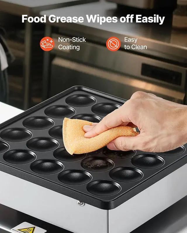 Alt view image 4 of 7 - Mini Pancake Maker, 25PCS 43mm Diameter Dutch Muffin Waffle Baker, Non-stick Stainless Steel Poffertjes Grill, Commercial Electric Dorayaki Machine, Temp & Time Control, Home Kitchen Restaurant