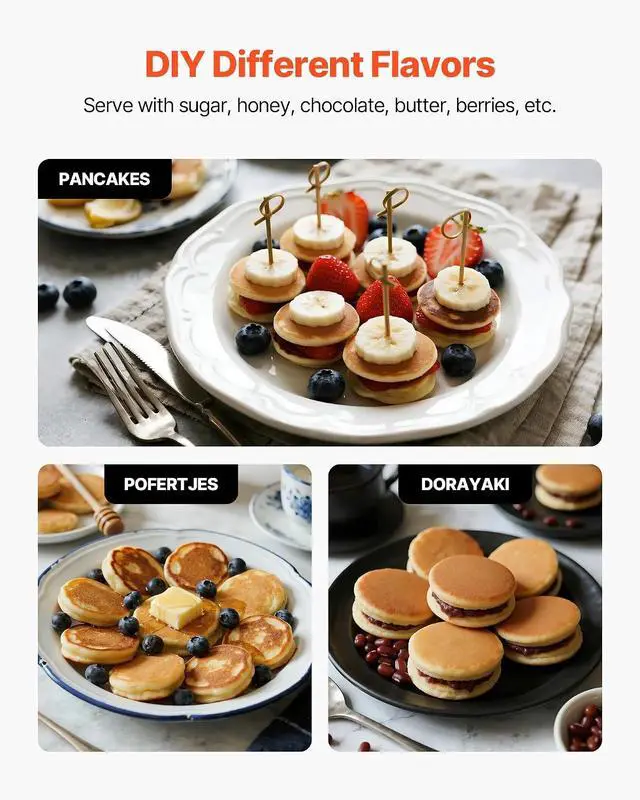 Alt view image 5 of 7 - Mini Pancake Maker, 25PCS 43mm Diameter Dutch Muffin Waffle Baker, Non-stick Stainless Steel Poffertjes Grill, Commercial Electric Dorayaki Machine, Temp & Time Control, Home Kitchen Restaurant