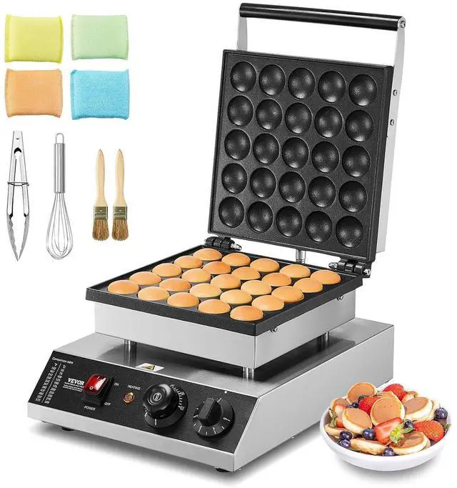 Main image of Mini Dutch Pancake Maker, 25PCS 43mm Diameter Dorayaki Baker Machine, 1700W Commercial Electric Poffertjes Grill, Non-stick Stainless Steel, Temp & Time Control, for Home Kitchen Restaurant