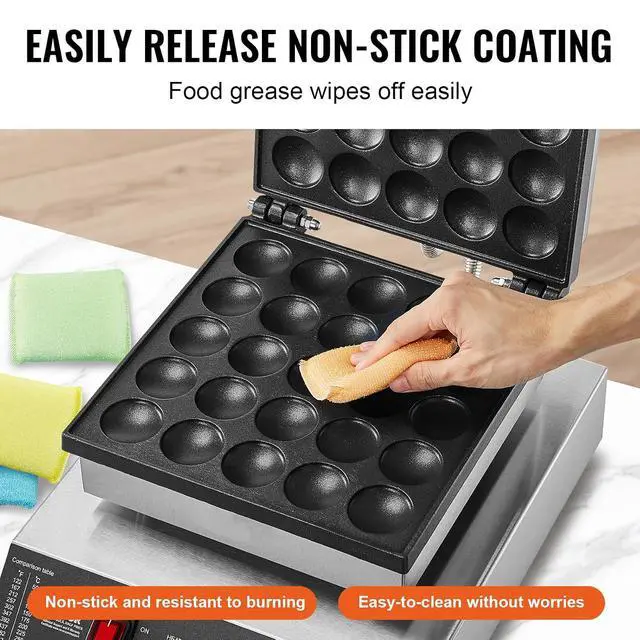 Alt view image 4 of 7 - Mini Dutch Pancake Maker, 25PCS 43mm Diameter Dorayaki Baker Machine, 1700W Commercial Electric Poffertjes Grill, Non-stick Stainless Steel, Temp & Time Control, for Home Kitchen Restaurant