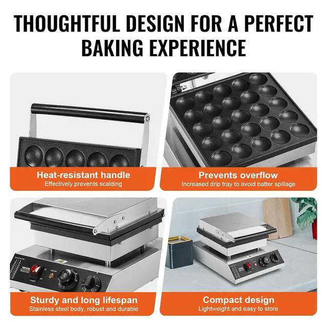 Alt view image 5 of 7 - Mini Dutch Pancake Maker, 25PCS 43mm Diameter Dorayaki Baker Machine, 1700W Commercial Electric Poffertjes Grill, Non-stick Stainless Steel, Temp & Time Control, for Home Kitchen Restaurant