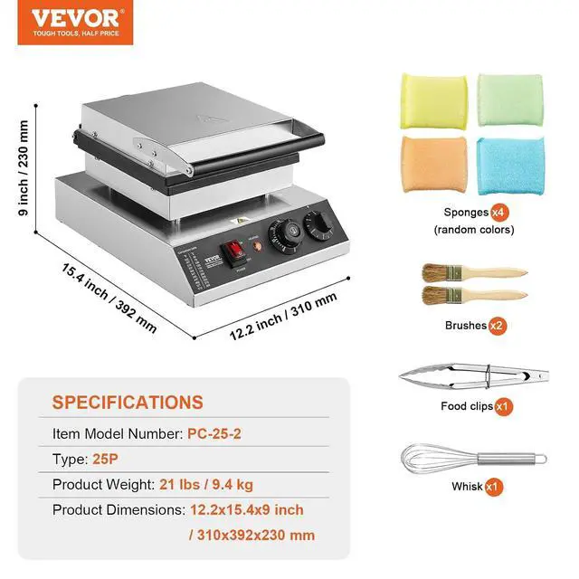 Alt view image 7 of 7 - Mini Dutch Pancake Maker, 25PCS 43mm Diameter Dorayaki Baker Machine, 1700W Commercial Electric Poffertjes Grill, Non-stick Stainless Steel, Temp & Time Control, for Home Kitchen Restaurant