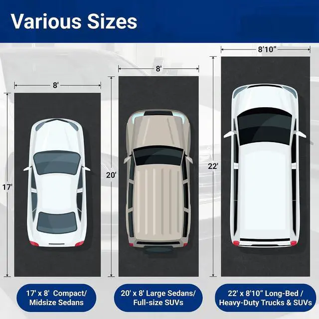Alt view image 4 of 7 - 20x8 Ft Heavy Duty Garage Floor Mat - Anti-Slip Backing & Oil Absorbent Surface, Premium Waterproof Garage Carpet for Floor, Durable Parking Mat for SUV