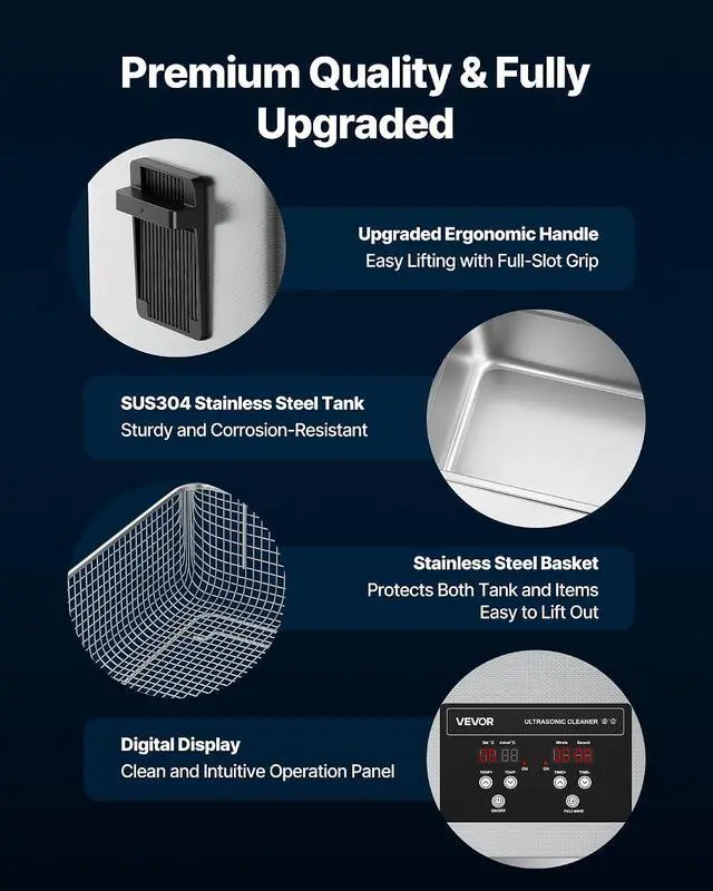 Alt view image 5 of 7 - 30L Ultrasonic Cleaner, Professional Ultrasonic Cleaner Machine with Cleaning Basket & Digital Display, 480W Stainless Steel 40kHz Industrial Cleaning Machine for Parts, Carburetors, Instruments