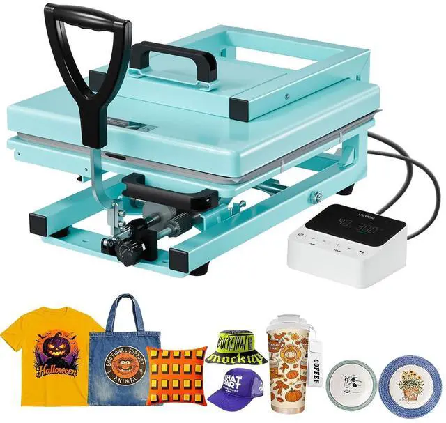 Main image of Hybrid Heat Press, 15 x 15 inch, 5-in-1 Multifunction, Heat Up Fast and Even, All-New Patented Design, Easy to Control, Sublimation Press Machine for T-Shirts/Tumblers/Caps/Plates, Light Green