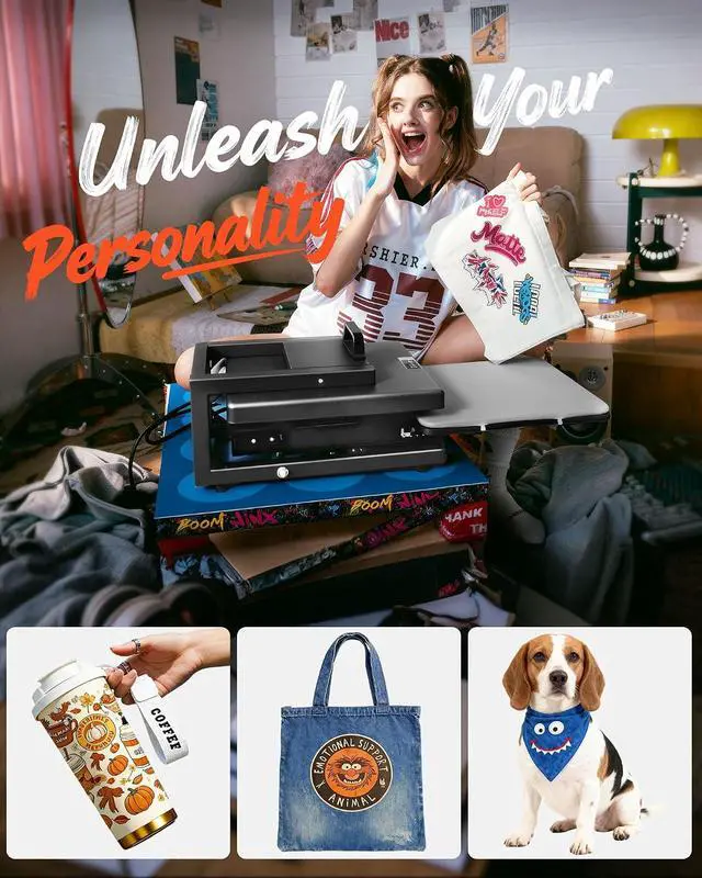 Alt view image 4 of 7 - Hybrid Heat Press, 15 x 15 inch, 5-in-1 Multifunction, Heat Up Fast and Even, All-New Patented Design, Easy to Control, Sublimation Press Machine for T-Shirts/Mugs/Tumblers/Caps/Plates, Black