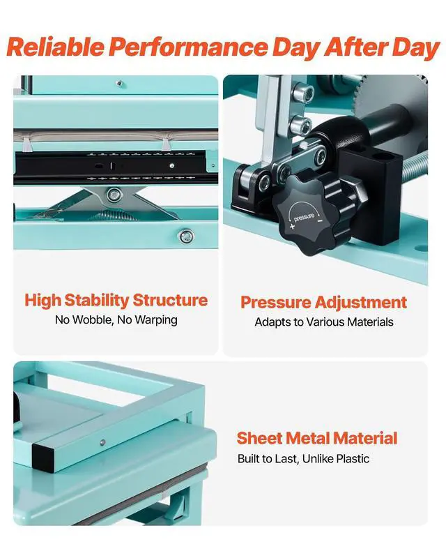 Alt view image 7 of 7 - Hybrid Heat Press, 15 x 15 inch, 5-in-1 Multifunction, Heat Up Fast and Even, All-New Patented Design, Easy to Control, Sublimation Press Machine for T-Shirts/Tumblers/Caps/Plates, Light Green