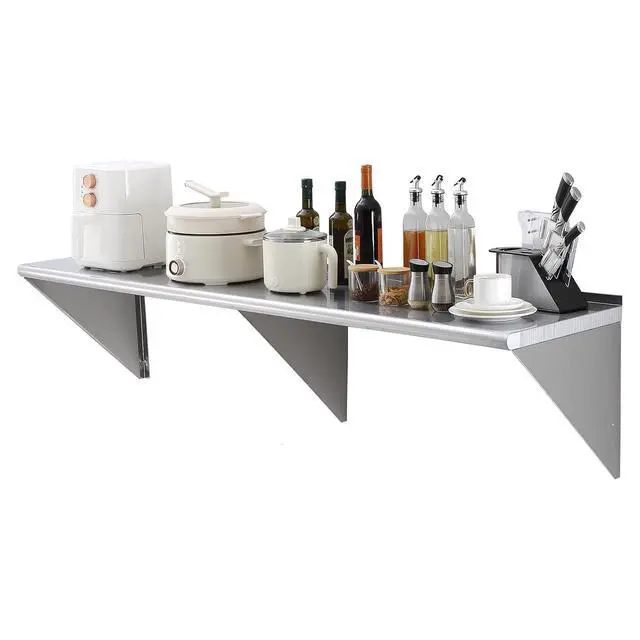 Main image of 18" x 72" Stainless Steel Shelf, Wall Mounted Floating Shelving with Brackets, 500 lbs Load Capacity Commercial Shelves, Heavy Duty Storage Rack for Restaurant, Kitchen, Bar, Home, and Hotel
