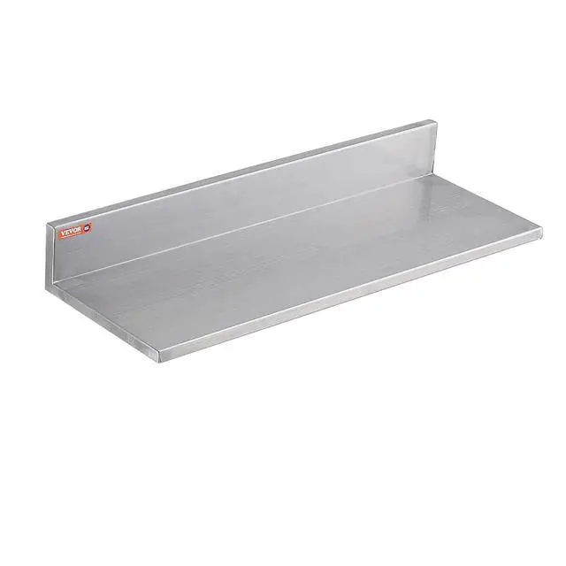 Alt view image 6 of 7 - 8.6" x 24" -2Pack Stainless Steel Shelf, Wall Mounted Floating Shelving with Backsplash, 44 lbs Load Capacity Commercial Shelves, Heavy Duty Storage Rack for Restaurant, Kitchen, Bar, Home