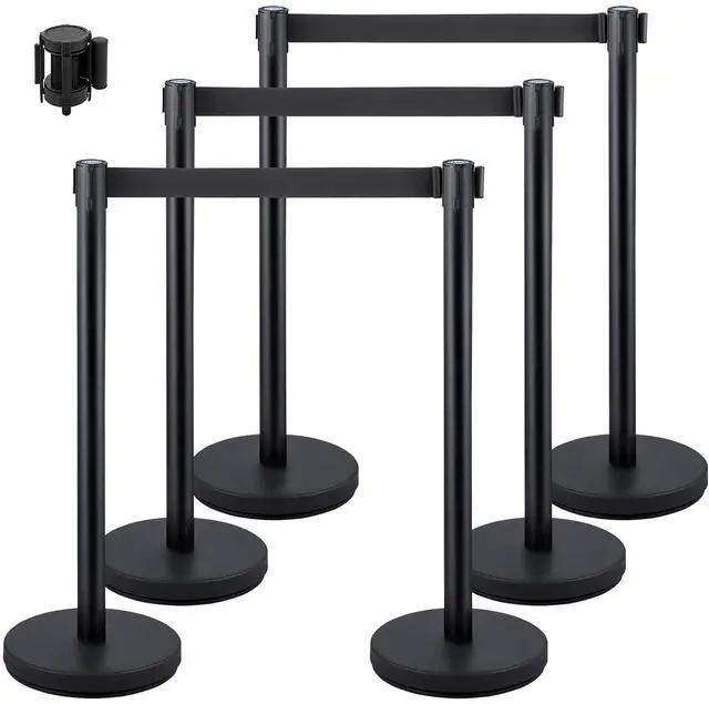 Main image of Crowd Control Stanchions, 6-Pack Crowd Control Barriers with 3PCS 6.5FT Retractable Belts, Stanchion Posts Queue Pole for Crowd Control Barriers, Easy Assembly