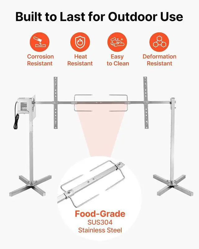 Alt view image 6 of 7 - Rotisserie Grill, 52in Electric Rotisserie Grill Kit 8 Level Height, BBQ Grills Rotisseries Kit with 88 lbs Load Capacity, Asador de Puerco, Stainless Steel Automatic Grilling Kits for Parties