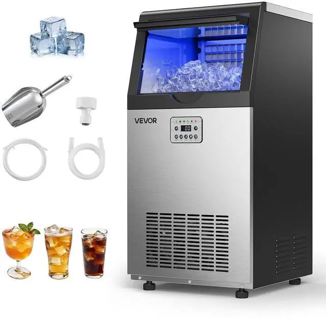 Main image of Commercial Ice Maker Machine, 100 lbs/24h with 30 lbs Storage Capacity, Built-in/Freestanding/Under Counter, Stainless Steel Ice Maker with LED Display & Self-Cleaning, for Home Bar Restaurant