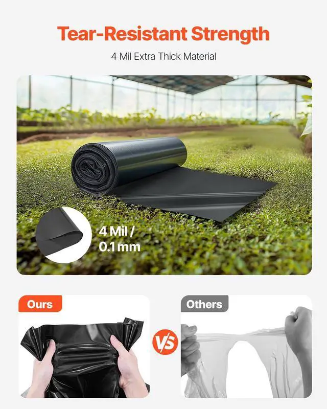 Alt view image 2 of 7 - 3FT x 50FT Plastic Sheeting Heavy Duty, 4 Mil Thick Plastic Sheeting Roll, Plastic Drop Cloth Painters Tarp, Polyethylene Covering for Crawl Space Vapor Barrier, Multi-Purpose, Black