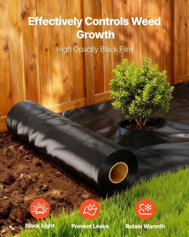 Alt view image 5 of 7 - 10 Mil Plastic Sheeting Heavy Duty 5' x 100', Thick Plastic Sheeting Roll, Plastic Drop Cloth Painters Tarp, Polyethylene Covering for Crawl Space Vapor Barrier, Multi-Purpose, Black