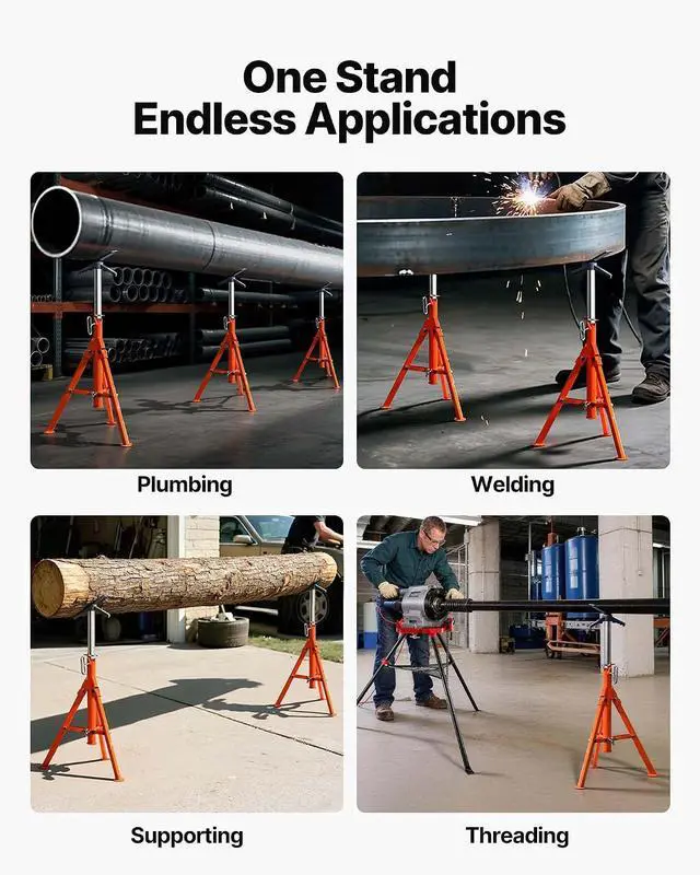Alt view image 4 of 7 - Pipe Stand, 2500LBS Heavy Duty Pipe Stands, 27.2"-52" Height Adjustable V Head Pipe Stand, 45# Steel Folding Portable Stand for 1/2 in to 12 in Pipes Supporting