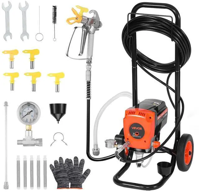 Main image of Stand Airless Paint Sprayer, 900W, 3300PSI High Pressure Airless Sprayer with Cart, Cleaning Brush, Hose, Extension Rod, Nozzles, Electric Spray Paint Machine for Interior or Exterior of House