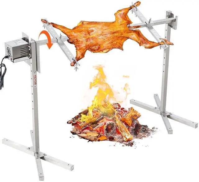 Main image of Electric BBQ Rotisserie Grill Kit, 52 Inch 88 lbs Capacity, Automatic 38W Motor Height Adjustable Universal Roaster Stand, Stainless Steel Grilling Kit, Spit Rod with Heat Shield for Pig Lamb