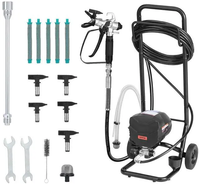 Main image of Stand Airless Paint Sprayer, 650W, 3000PSI High Pressure Airless Sprayer with Cart, Cleaning Brush, Hose, Extension Rod, Nozzles, Electric Spray Paint Machine for House Exterior and Interior